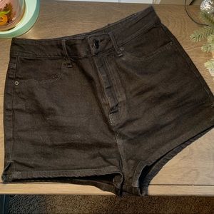 UO High-Waisted Black Denim Shorts